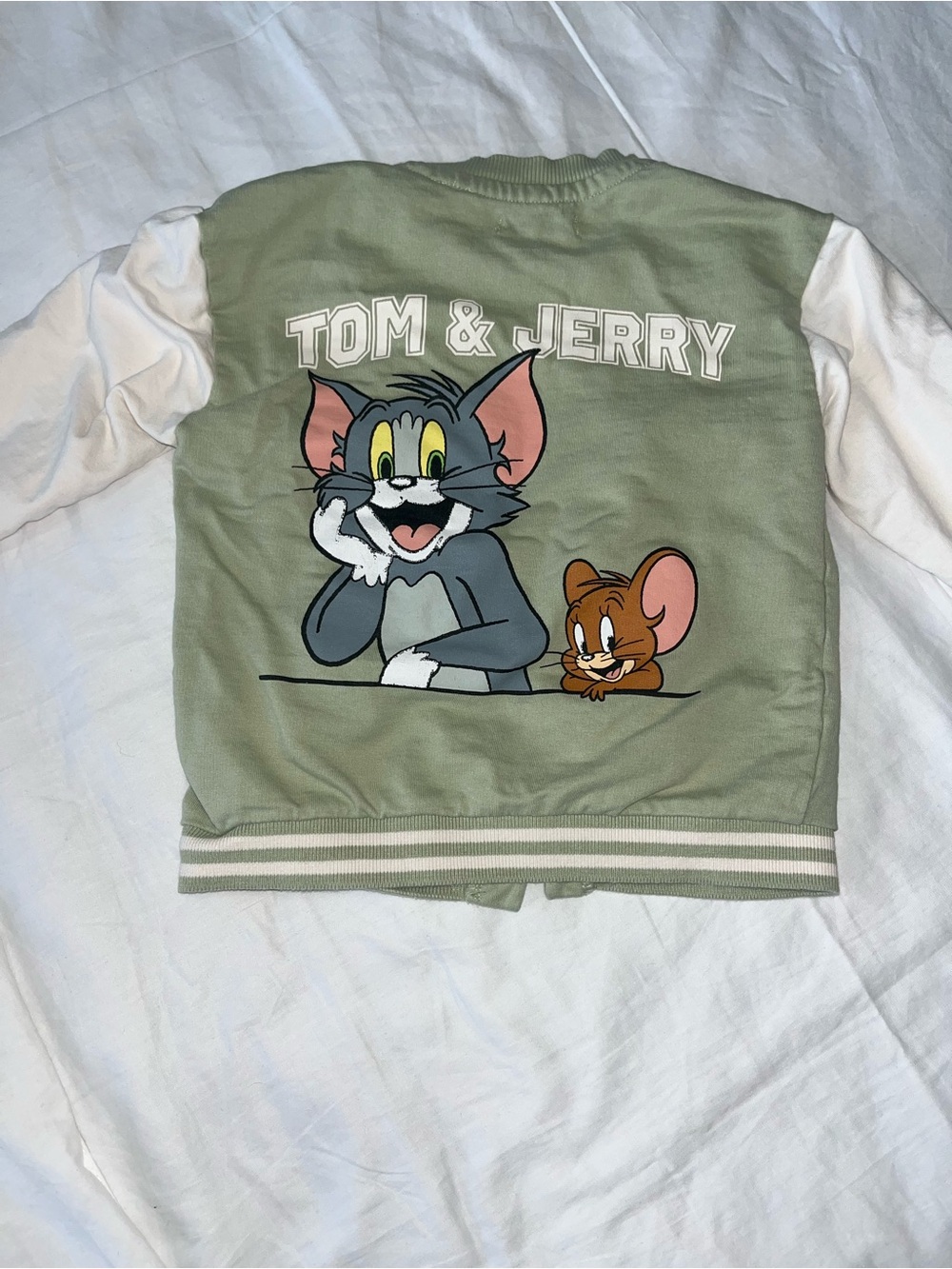 Kids Sage Green Jacket with White Sleeves